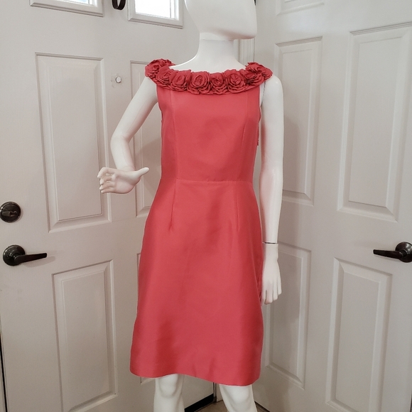 Boden Midi Dress in Elegant Pink with Floral Neckline - Picture 1 of 11